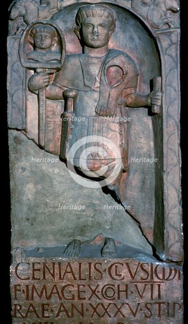 Roman tombstone of a standard bearer. Artist: Unknown