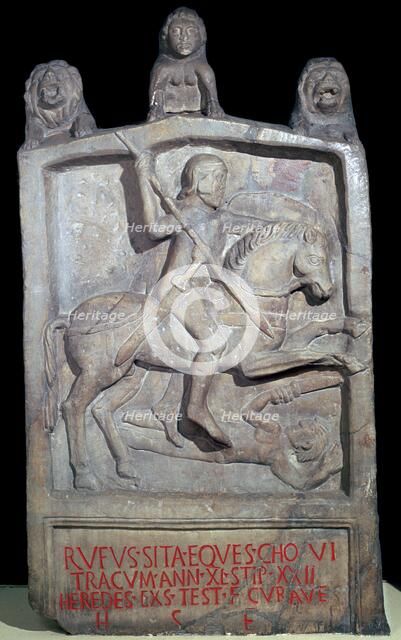 Roman tombstone erected in memory of a Thracian cavalryman, 2nd century. Artist: Unknown