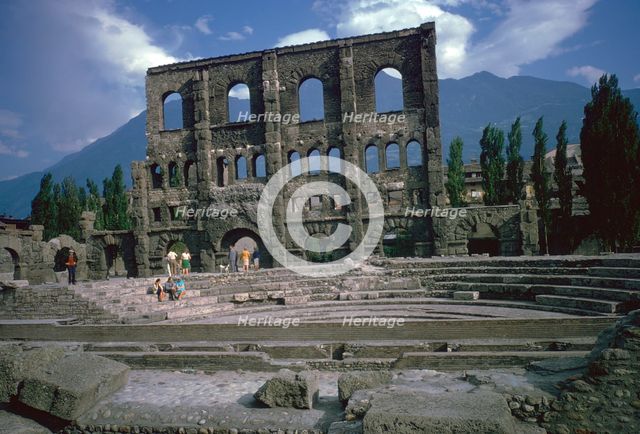 Roman theatre at Aosta, Italy, 25th century BC. Artist: Unknown