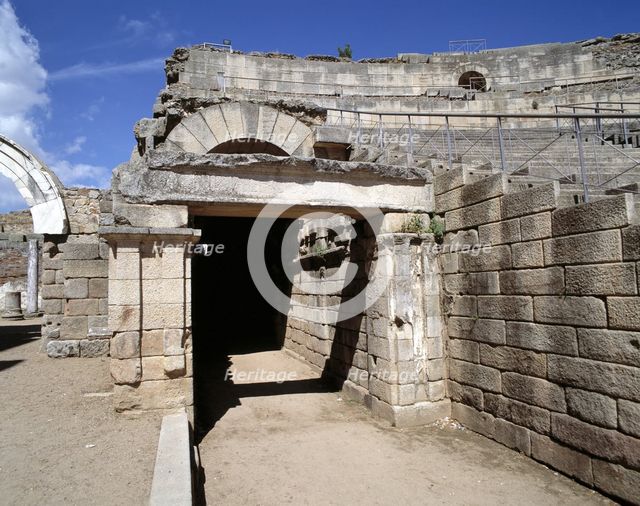 Roman Theatre of Merida, one of the entries, called 'Parodos' used to access the Orchestra and th…