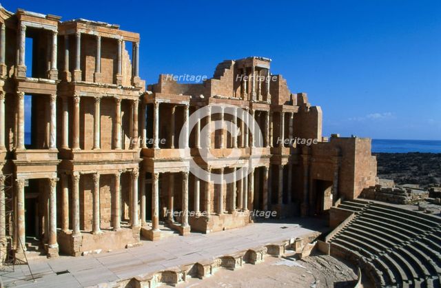 Roman theatre, Sabratha, Libya, c161-192 AD. Creator: Vivienne Sharp.