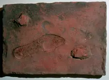 Roman tile with a human footprint, 3rd century