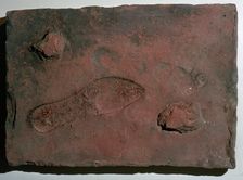 Roman tile with a human footprint, 3rd century