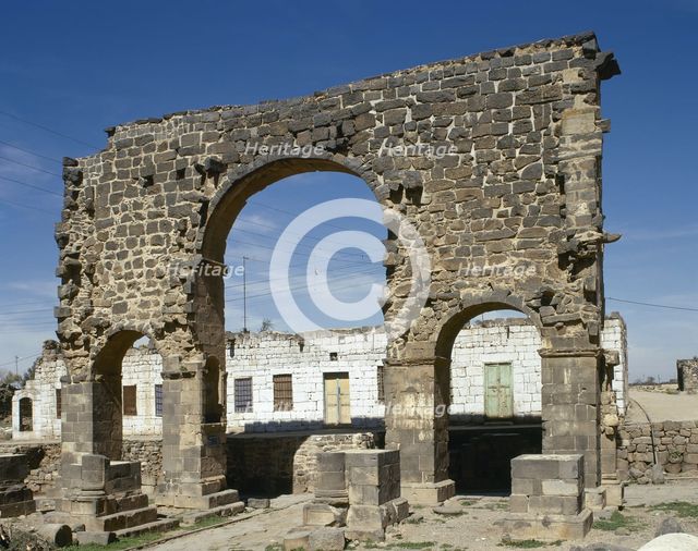 Roman triumphal arch, Bosra, Syria, 3rd century, (2001).  Creator: LTL.