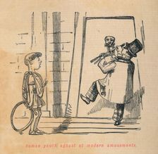 Roman youth aghast at modern amusements 1852. Artist: John Leech