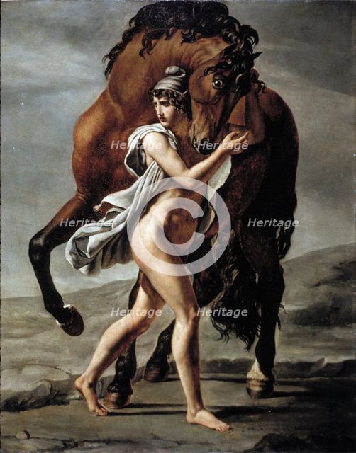 Roman Youth with Horse, 1824. Creator: Workshop of Jacques Louis David.
