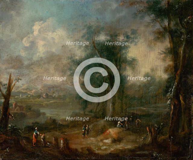 Romantic Landscape with Figural Staffage, 1770-1790. Creator: Unknown.