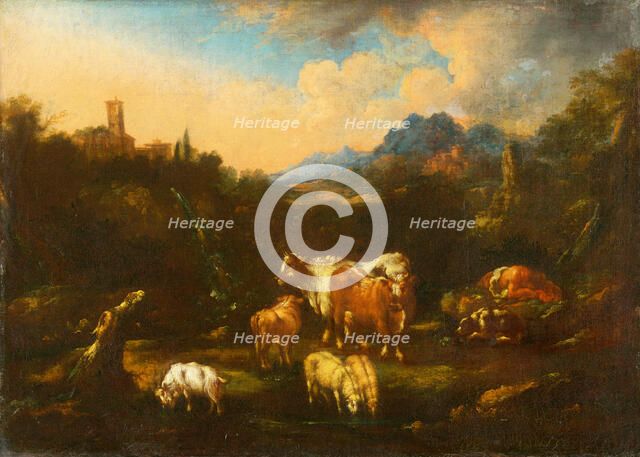 Romantic Landscape with Flock, around 1680-1690. Creator: Unknown.