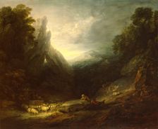 Romantic Landscape with Sheep at a Spring, c1783. Creator: Thomas Gainsborough