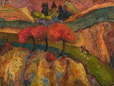 Romantic landscape with riders, c 1915. Creator: Werefkin, Marianne, von (1860-1938)