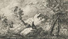 Romantic scene with figures in mid distance, 1831. Creator: David Charles Read