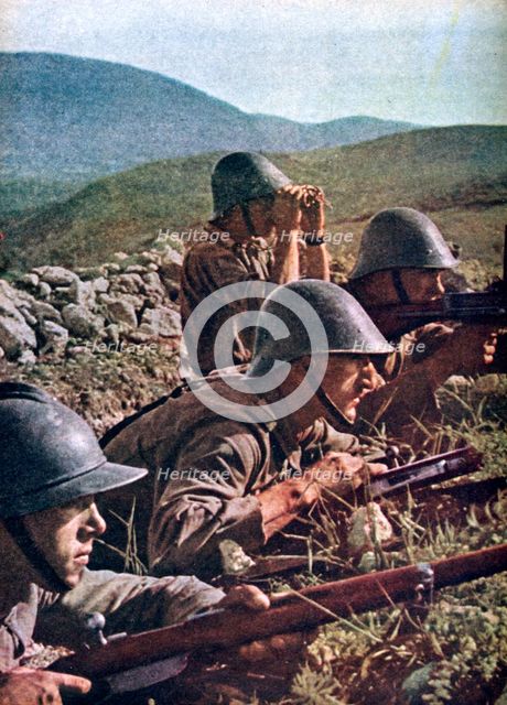 Romanian troops, the siege of Sebastopol, Russia, 1941-1942. Artist: Unknown