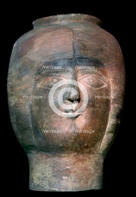 Romano-British pot in the form of a head. Artist: Unknown