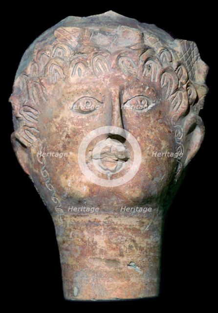Romano-British pottery head. Artist: Unknown