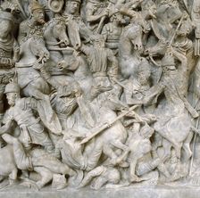 Romans in battle against the Barbarians, 2nd century