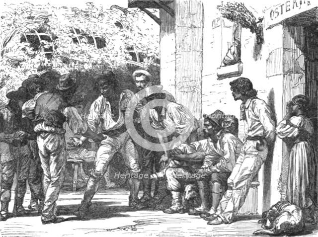 'Romans playing at Mora; Rome and United Italy',1875. Creator: Unknown.