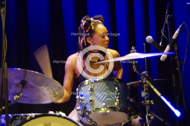Romarna Campbell Trio, New Generation Jazz Festival Roadshow, Shoreham by Sea, W Sussex, Feb 2023. Creator: Brian O'Connor.