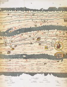 Rome and its roads, from the Peutinger table, 19th-century copy? Creator: Unknown