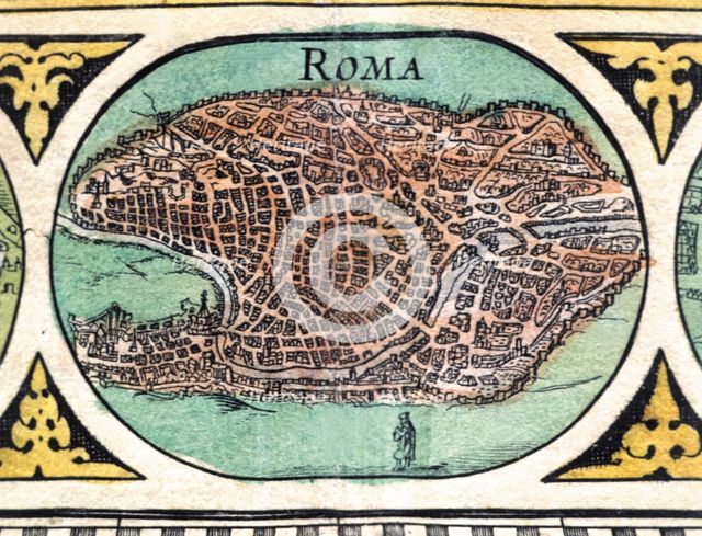 Rome, colored engraving from the book 'Le Theatre du monde' or 'Nouvel Atlas', 1645, created, pri…