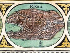 Rome, colored engraving from the book Le Theatre du monde or Nouvel Atlas 1645, created, pri…