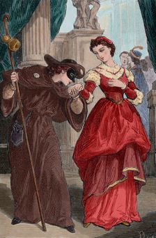 Romeo disguised as a pilgrim at a masked ball..., 19th century. Creator: Unknown