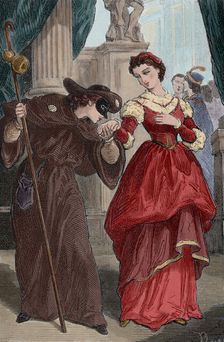 Romeo disguised as a pilgrim at a masked ball..., 19th century. Creator: Unknown