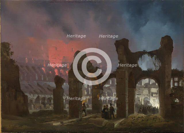 Rome's Colosseum illuminated, 1864.