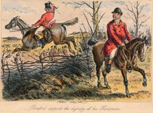 Romford disturbs the dignity of his Huntman 1865. Artists: Bradbury, Evans and Co, John Leech, Hablot Knight Browne