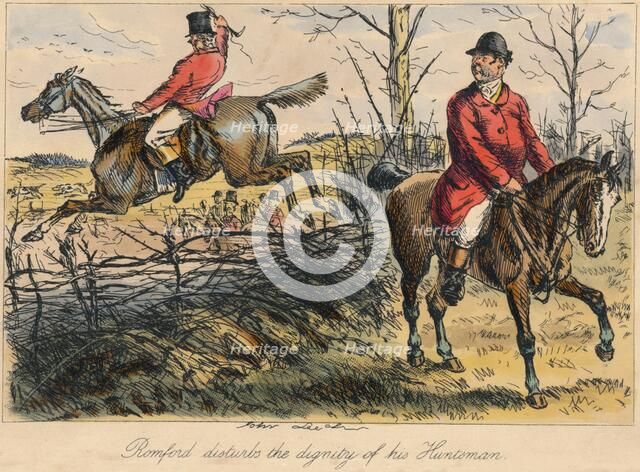 'Romford disturbs the dignity of his Huntman', 1865. Artists: Bradbury, Evans and Co, John Leech, Hablot Knight Browne.