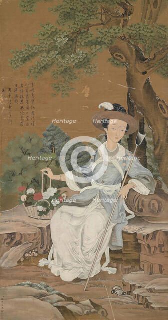 Rong Fei ("Fragrant Concubine"?onsort by the Qianlong Emperor) dressed in Western Clothes, . Creator: Chinese Painter, (after Giuseppe Castiglione)  .