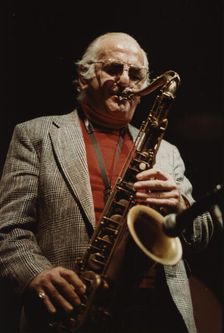 Ronnie Scott playing with his Quintet, Norwich Jazz Festival, England, 1991. Creator: Brian Foskett