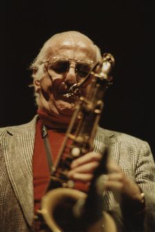 Ronnie Scott playing with his Quintet, Norwich Jazz Festival, England, 1991. Creator: Brian Foskett