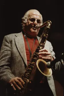 Ronnie Scott playing with his Quintet, Norwich Jazz Festival, England, 1991. Creator: Brian Foskett