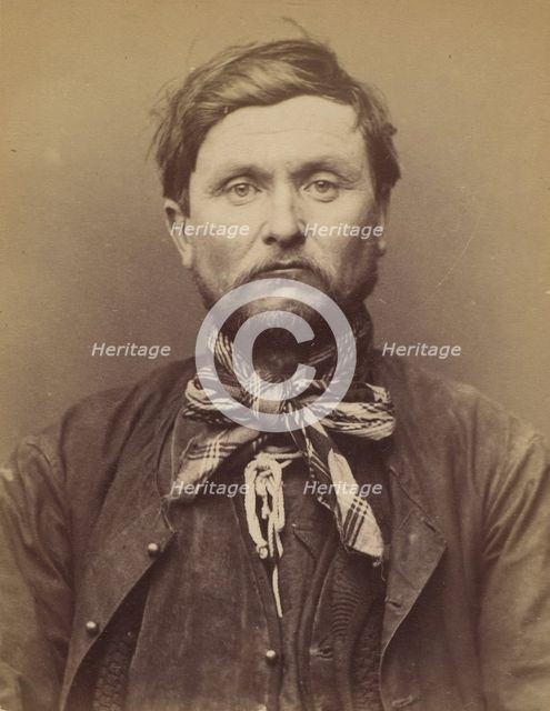 Roobin. Joseph. 40 ans, né à Bourgneuf (Loire-Inférieure). Terrassier. Anarchiste. 2/3/94, 1894. Creator: Alphonse Bertillon.