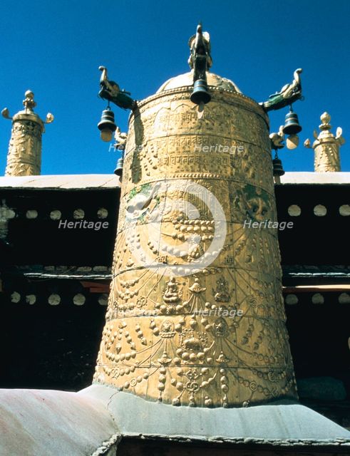 Roof detail, Jokhang Temple, Lhasa, Tibet. Creator: Vivienne Sharp.
