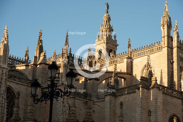 Roof detail of the Cathedral of Seville which contains the tomb of Christopher Colombus, Spain, 2023 Creator: Ethel Davies.