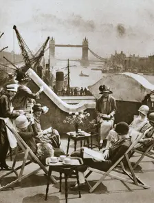 Roof garden of the Langbourne Club for City women, Fishmonger Hall Street, London, c1920s(?). Creator: Unknown
