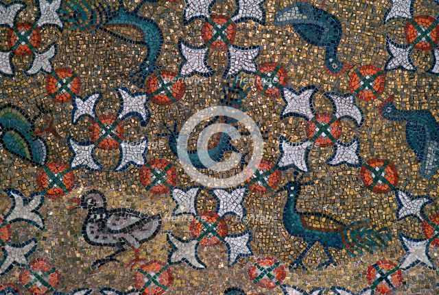 Roof mosaic of peacocks and other birds, 6th century. Artist: Unknown