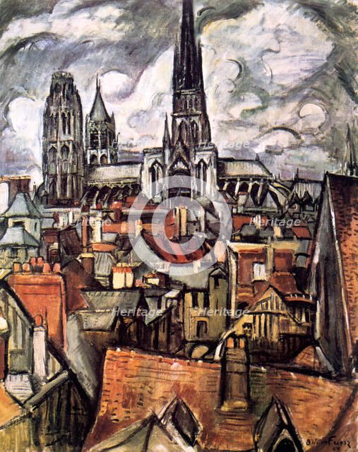 'Roofs and Cathedral in Rouen', 1908. Artist: Othon Friesz