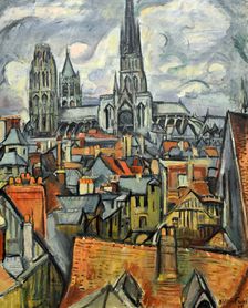 Roofs and Cathedral in Rouen, 1908. Creator: Othon Friesz