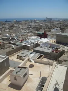 Rooftop view and Mediterranean, Sousse, Tunisia, 2009. Creator: Amanda Waite