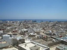 Rooftop view and Mediterranean, Sousse, Tunisia, 2009. Creator: Amanda Waite