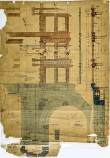 Rookery Building, Chicago, Illinois, Elevation and Section, 1885-1887. Creator: Burnham and Root