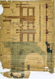 Rookery Building, Chicago, Illinois, Elevation and Section, 1885-1887. Creator: Burnham and Root