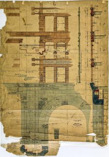 Rookery Building, Chicago, Illinois, Elevation and Section, 1885-1887. Creator: Burnham and Root