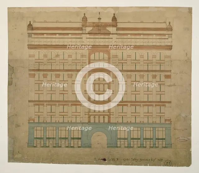 Rookery Building, Chicago, Illinois, LaSalle Street Elevation, 1885/87. Creator: Burnham and Root.