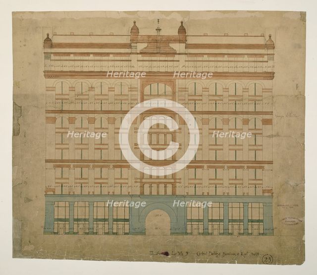 Rookery Building, Chicago, Illinois, LaSalle Street Elevation, 1885/87. Creator: Burnham and Root.