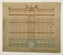 Rookery Building, Chicago, Illinois, LaSalle Street Elevation, 1885/87. Creator: Burnham and Root