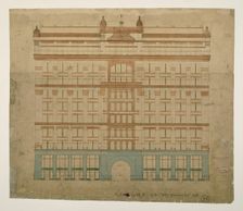 Rookery Building, Chicago, Illinois, LaSalle Street Elevation, 1885/87. Creator: Burnham and Root