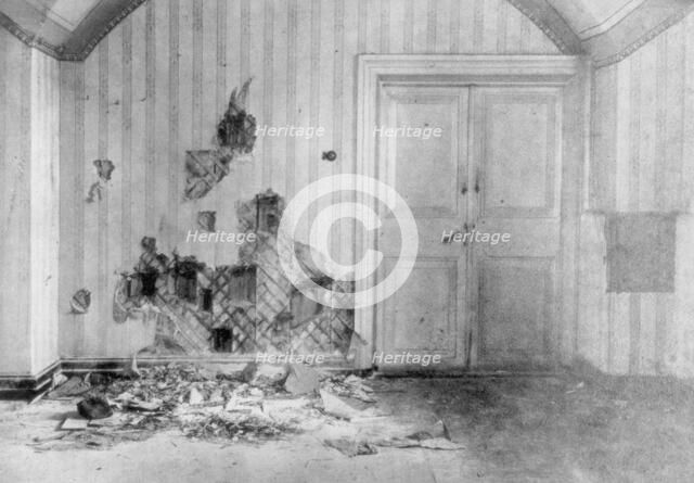 Room where Tsar Nicholas II and his family were executed, Yekaterinburg, Russia, July 17 1918. Artist: Unknown